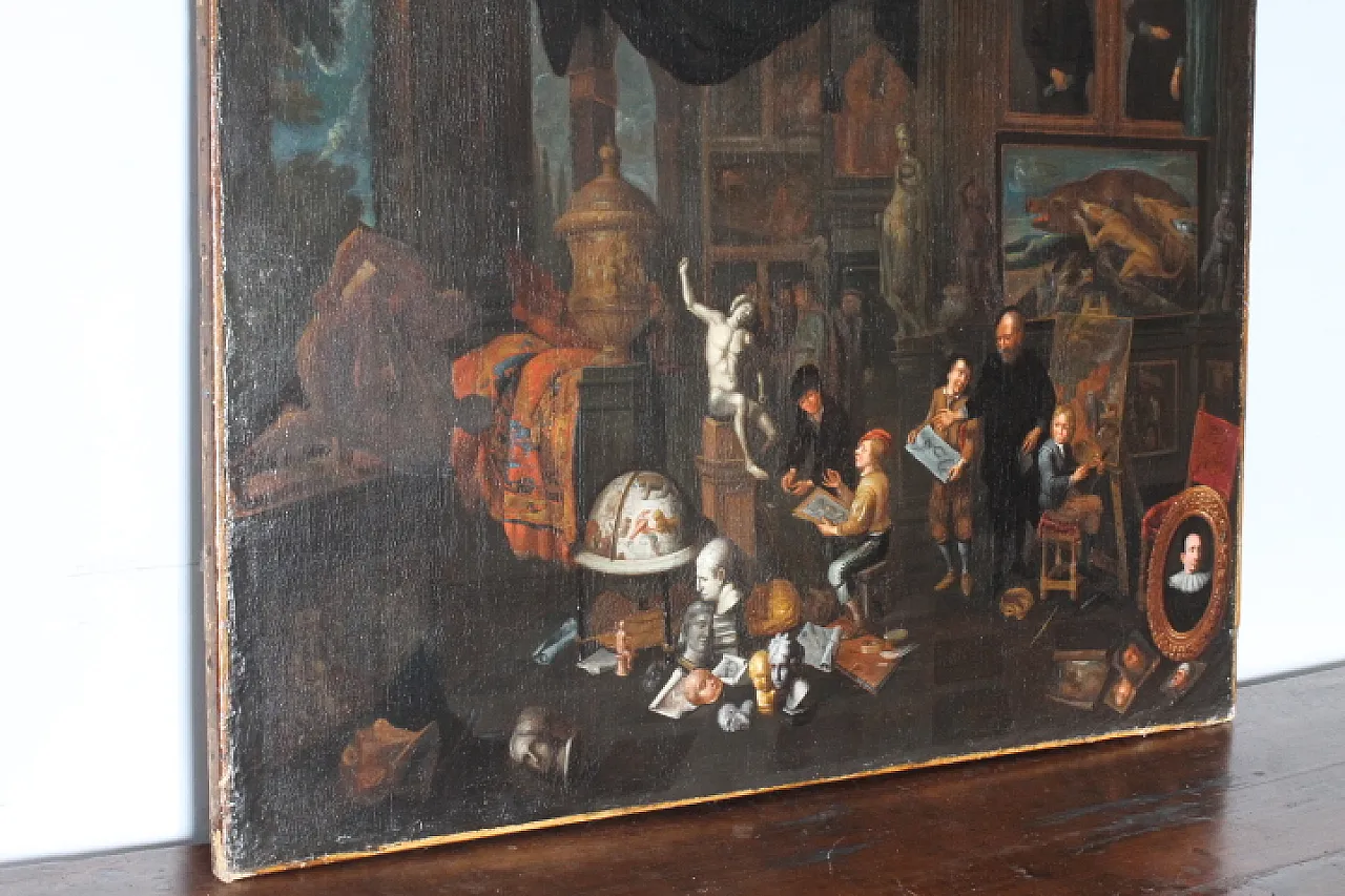 Dipinto olio su tela fiammingo atelier d artista, '600 7