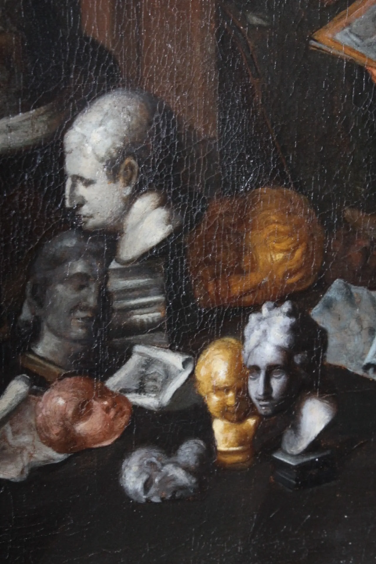 Dipinto olio su tela fiammingo atelier d artista, '600 10