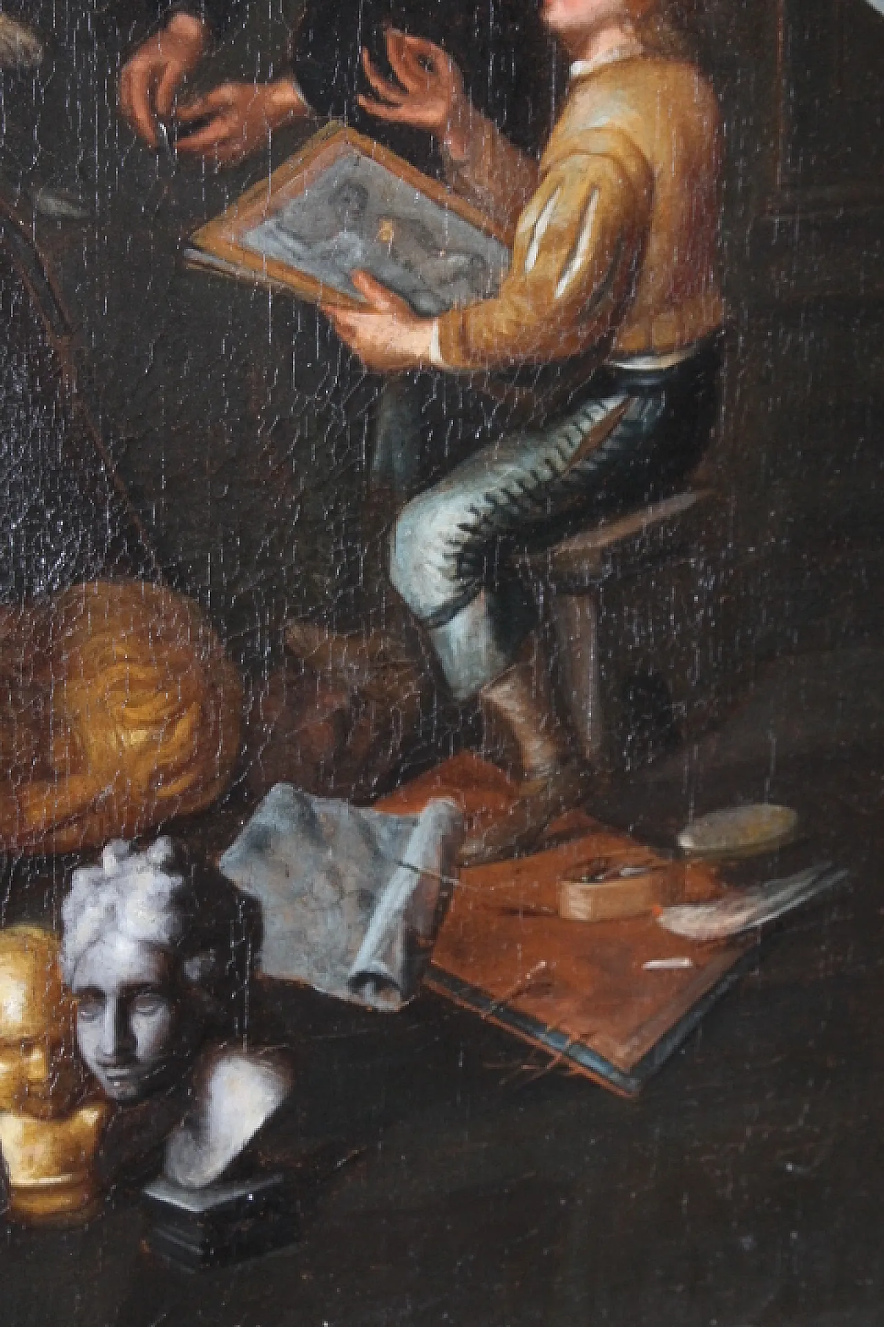 Dipinto olio su tela fiammingo atelier d artista, '600 11