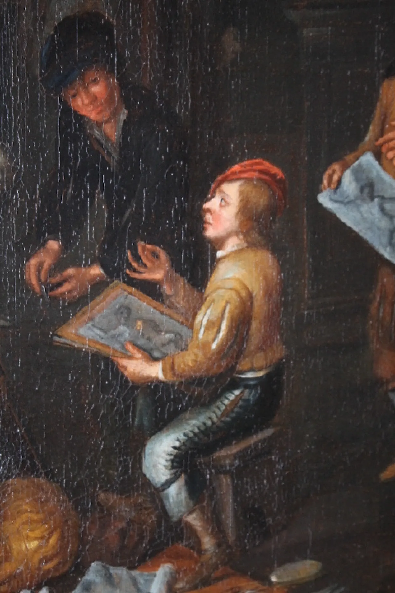 Dipinto olio su tela fiammingo atelier d artista, '600 12