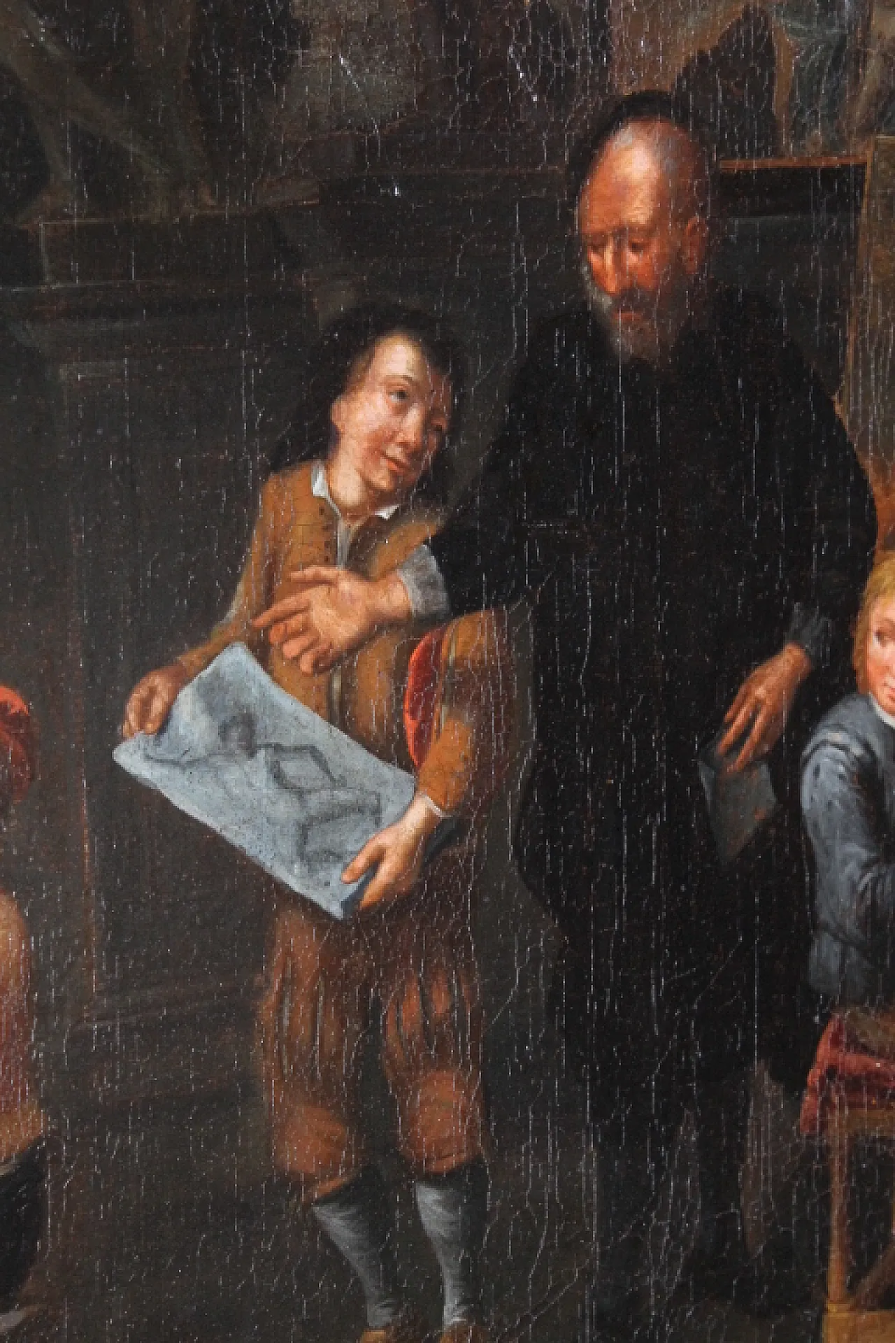 Dipinto olio su tela fiammingo atelier d artista, '600 13