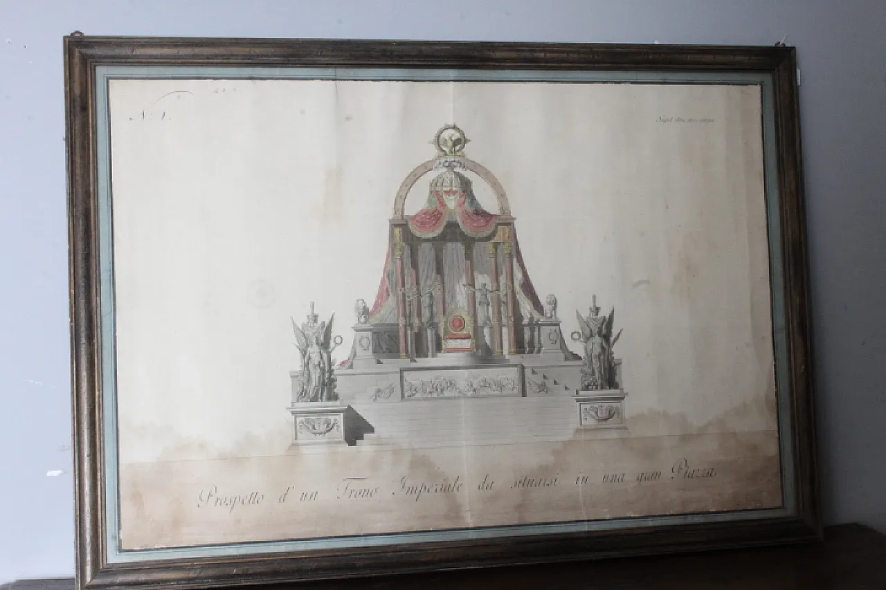 Disegno trono Imperiale studio prospetto per piazza, primi '800 1