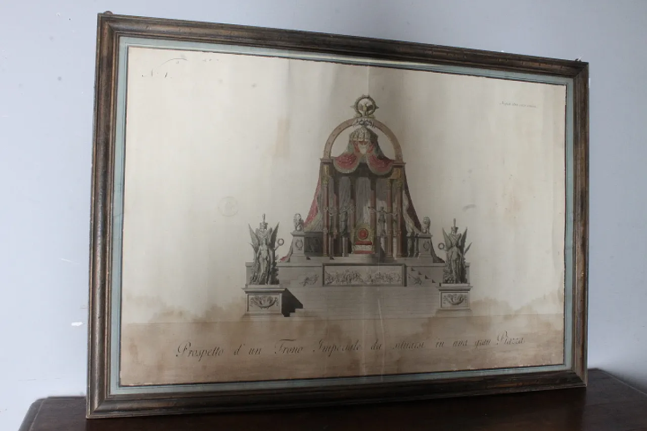Disegno trono Imperiale studio prospetto per piazza, primi '800 7
