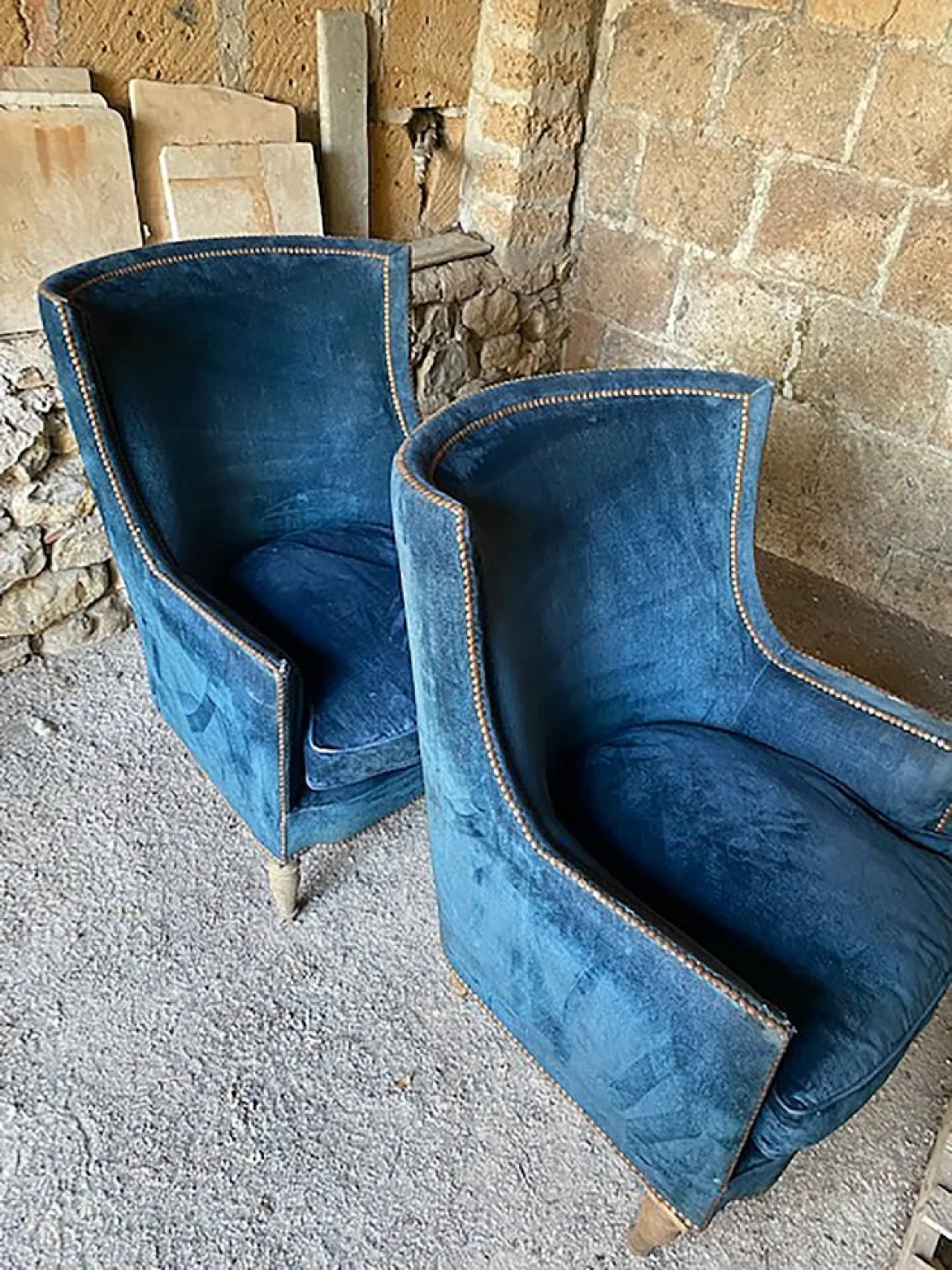 Pair of Art Deco armchairs in walnut, 1920s 4