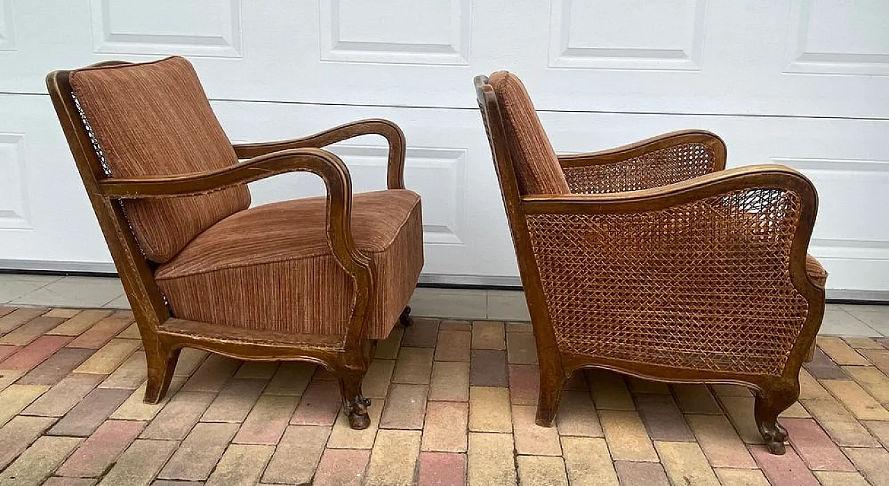 Pair of lounge chairs in wood, 1920s 7