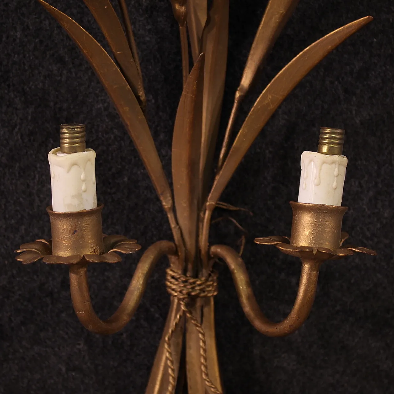 Pair of French gilded iron wheat appliques, 20th century 7
