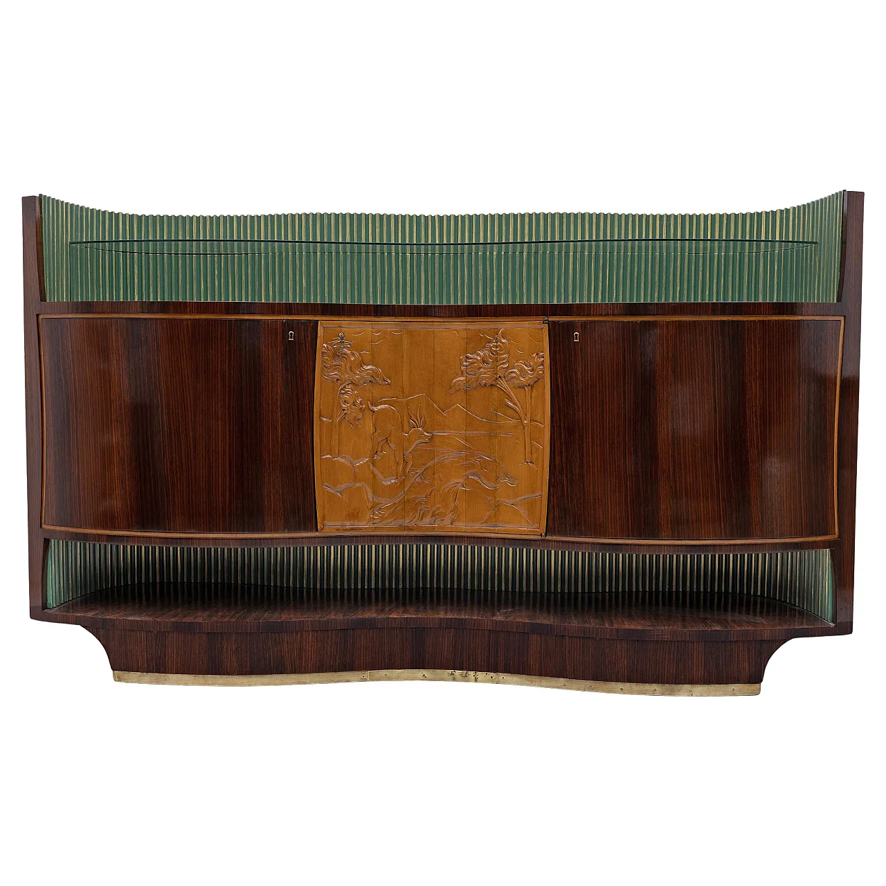 Mobile bar in legno e vetro di Vittorio Dassi, anni '50 1