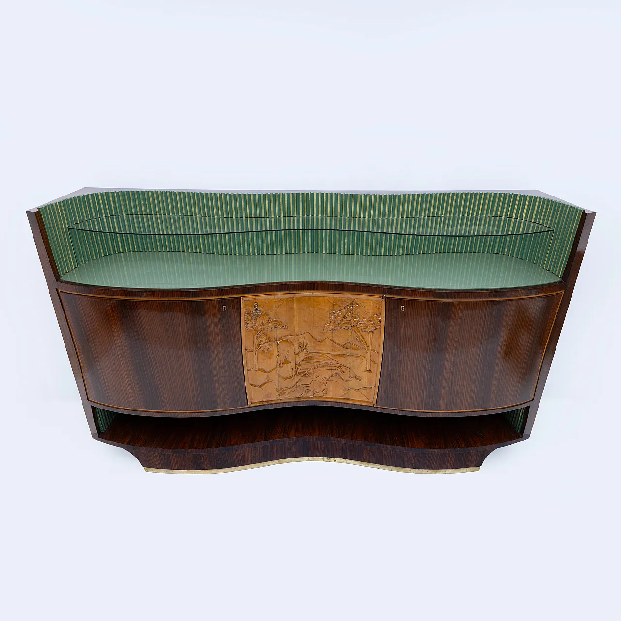 Mobile bar in legno e vetro di Vittorio Dassi, anni '50 2