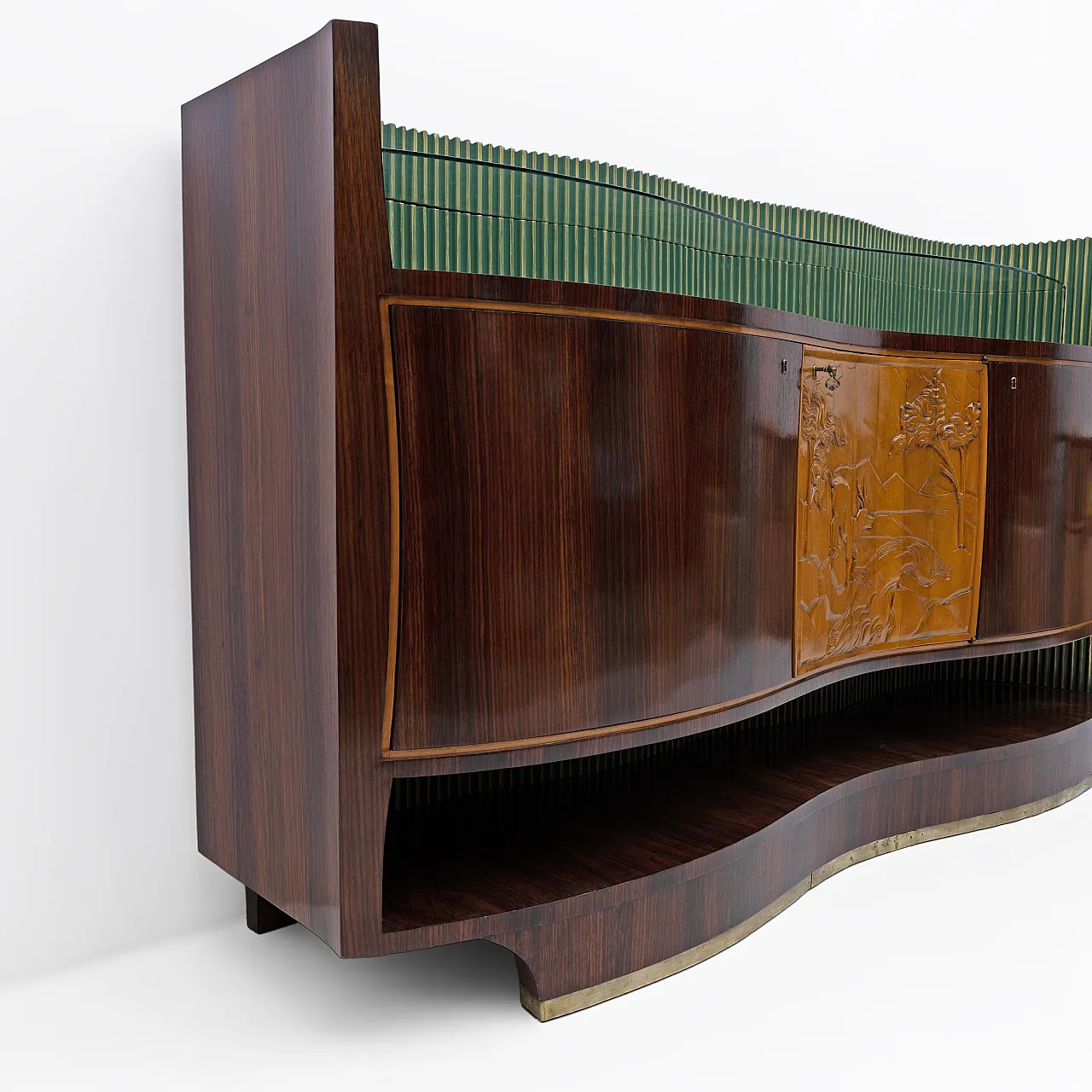 Mobile bar in legno e vetro di Vittorio Dassi, anni '50 4