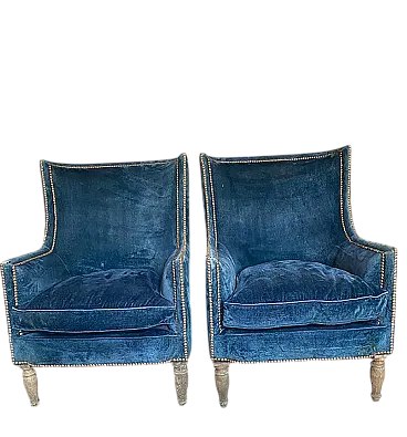 Pair of Art Deco armchairs in walnut, 1920s