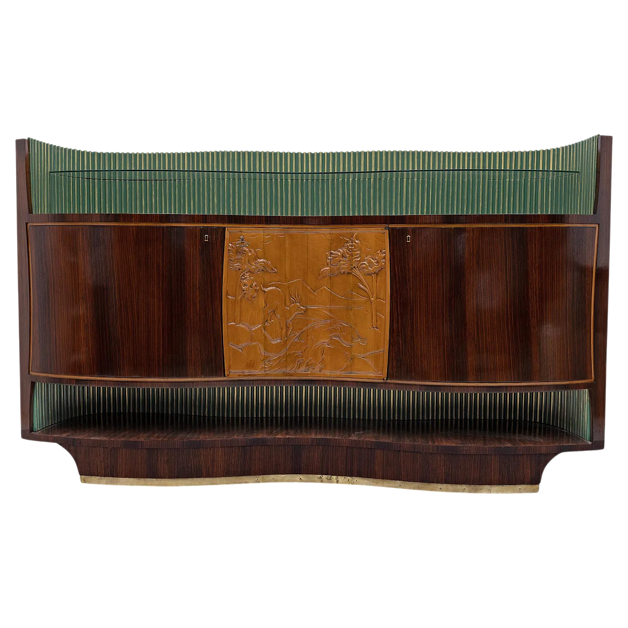 Mobile bar in legno e vetro di Vittorio Dassi, anni '50 13