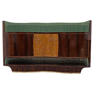 Mobile bar in legno e vetro di Vittorio Dassi, anni '50