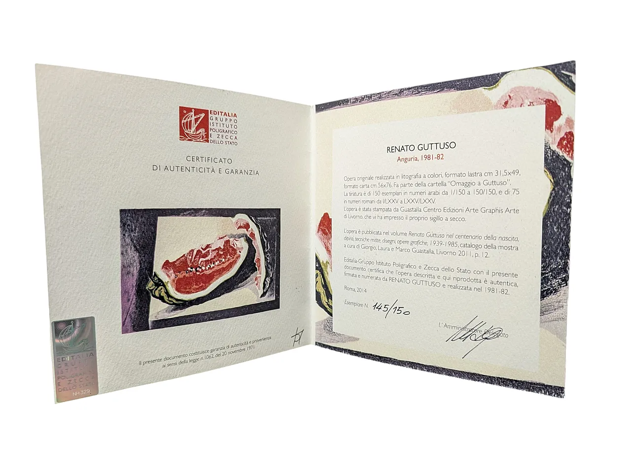 Litografia Renato Guttuso Anguria, 1981-82 3
