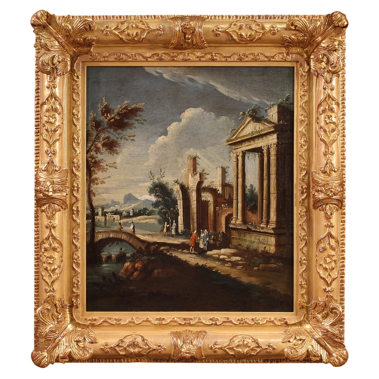 Capriccio architettonico, dipinto di scuola veneziana, '700 16