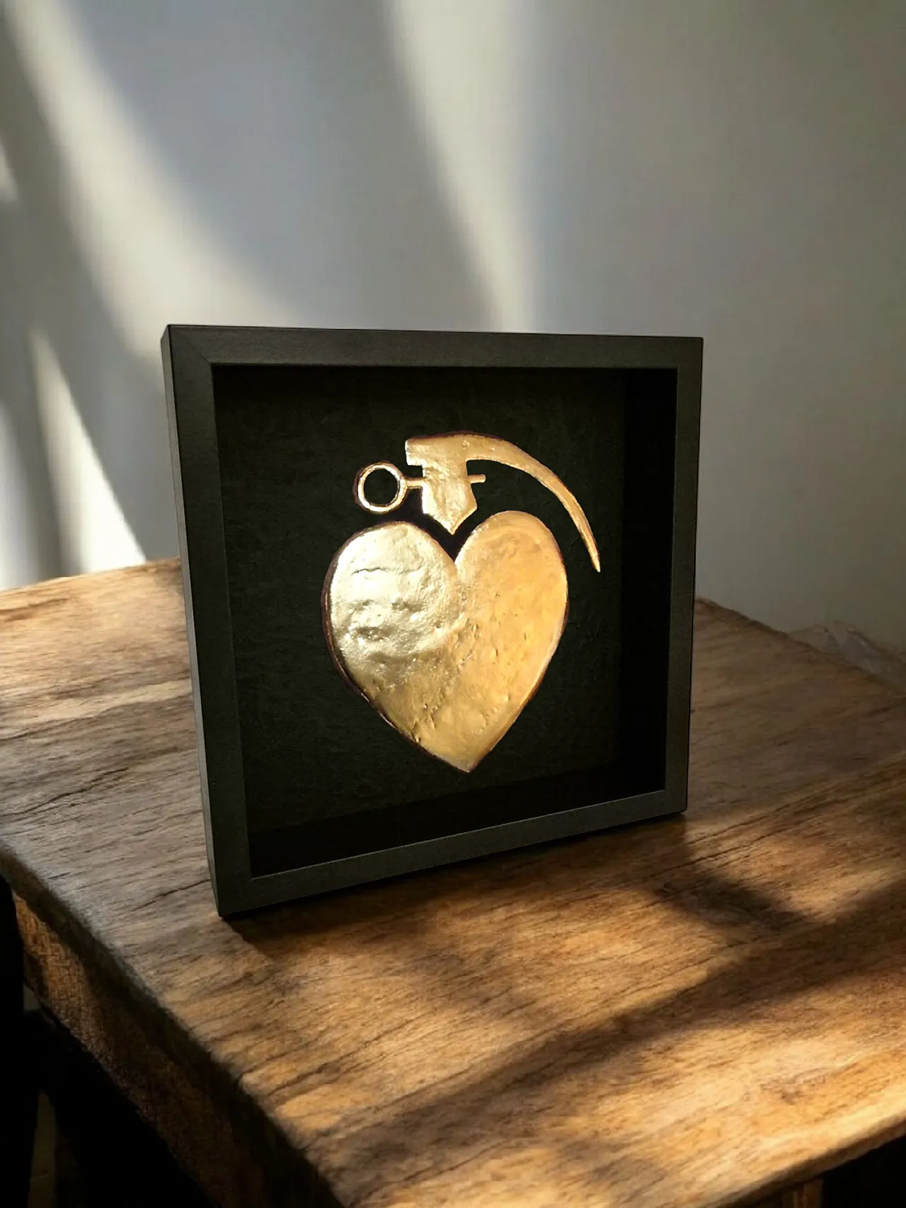 Lovegrenade 23kt gold gilded artwork in frame PopArt collection 3
