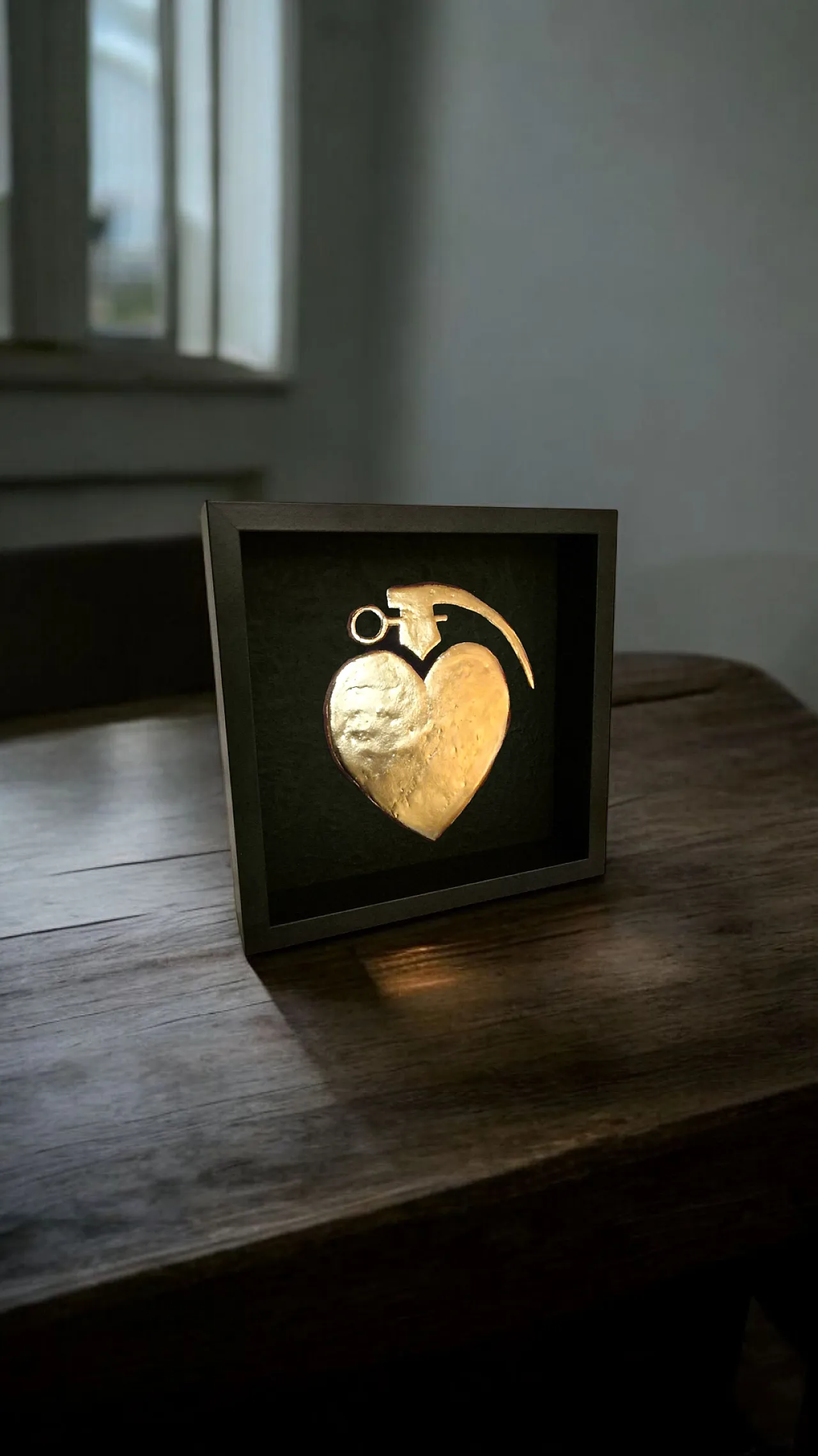 Lovegrenade 23kt gold gilded artwork in frame PopArt collection 6