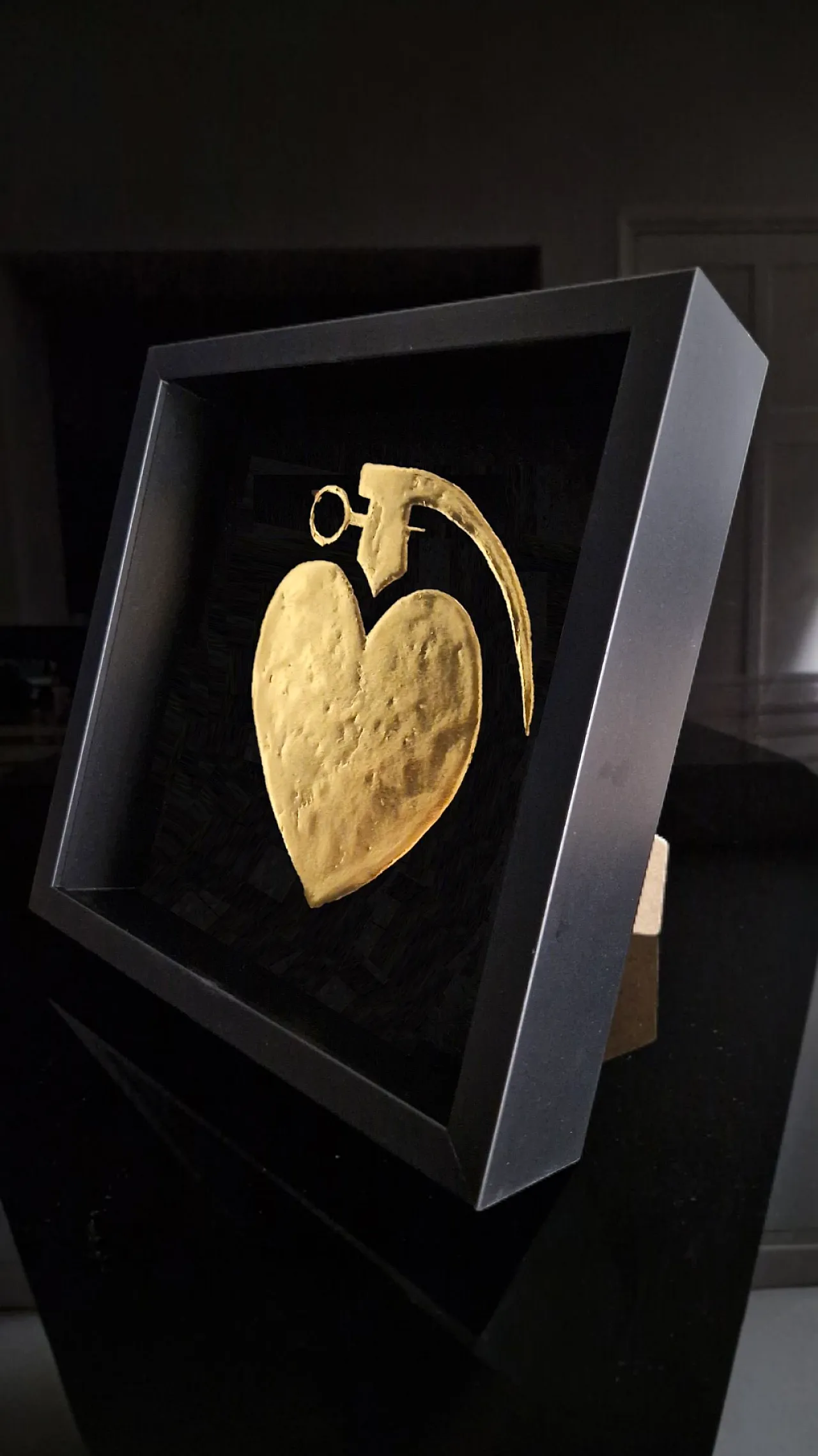 Lovegrenade 23kt gold gilded artwork in frame PopArt collection 7