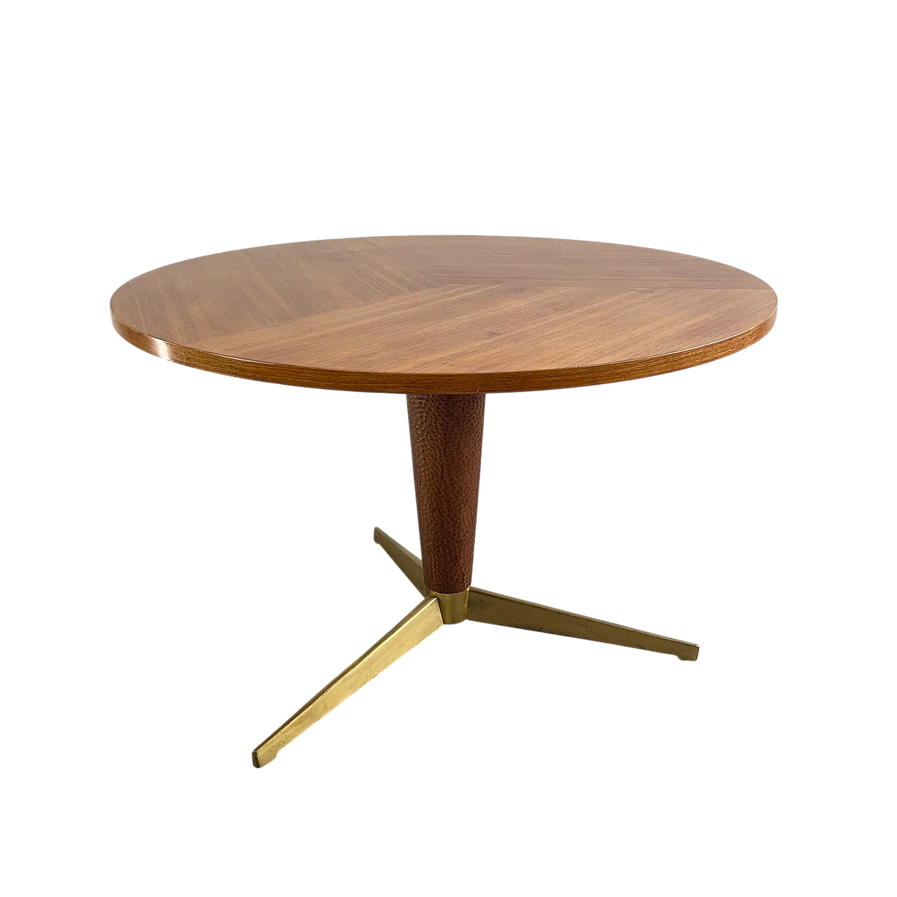 Round table in wood and brass, 1950s 23