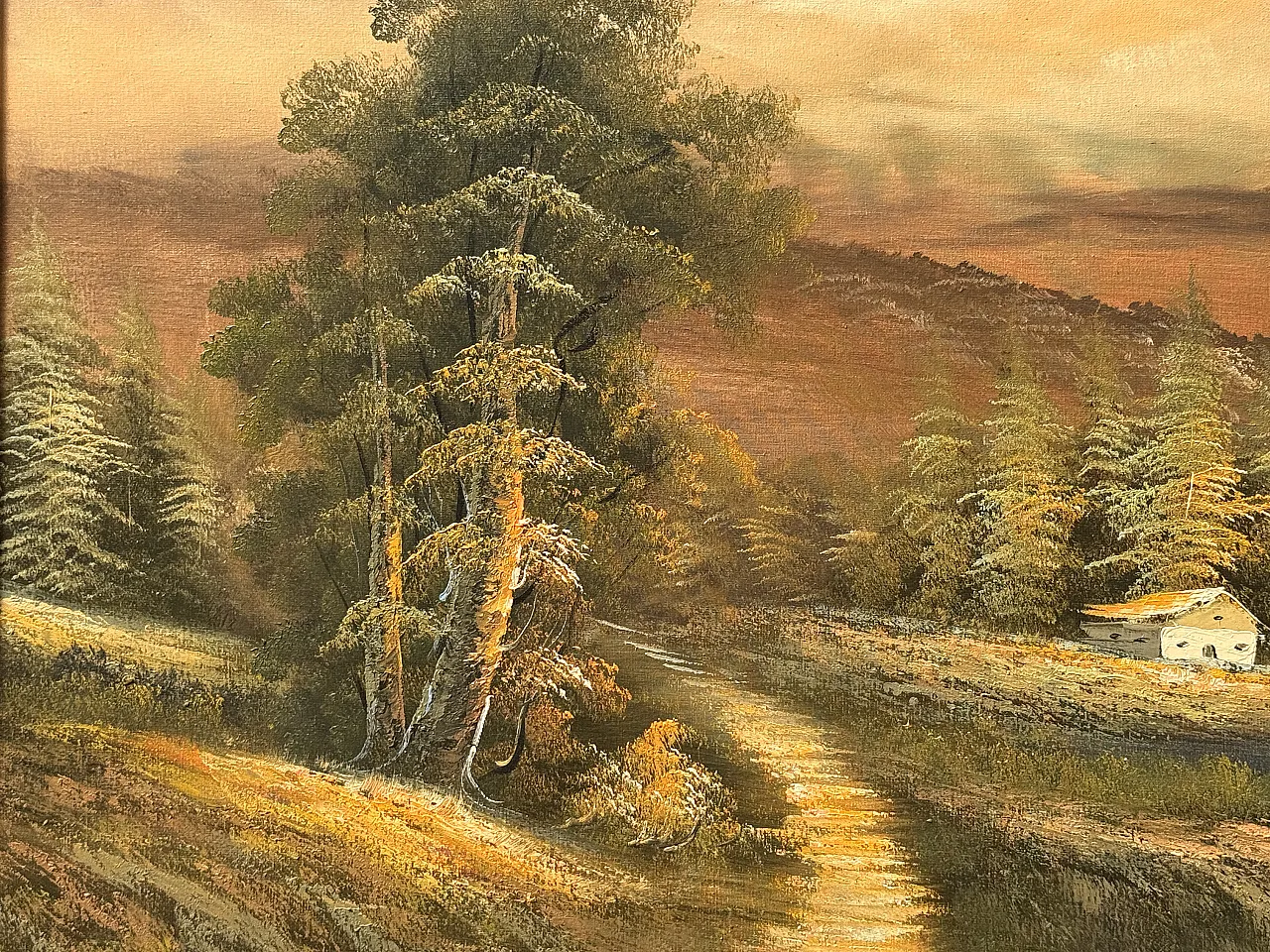 Oil painting on canvas mountain landscape by Castelli, 1984 3
