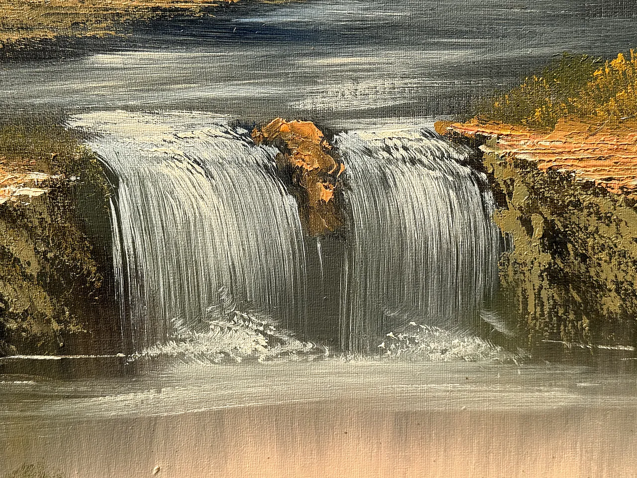 Oil painting on canvas mountain landscape by Castelli, 1984 5