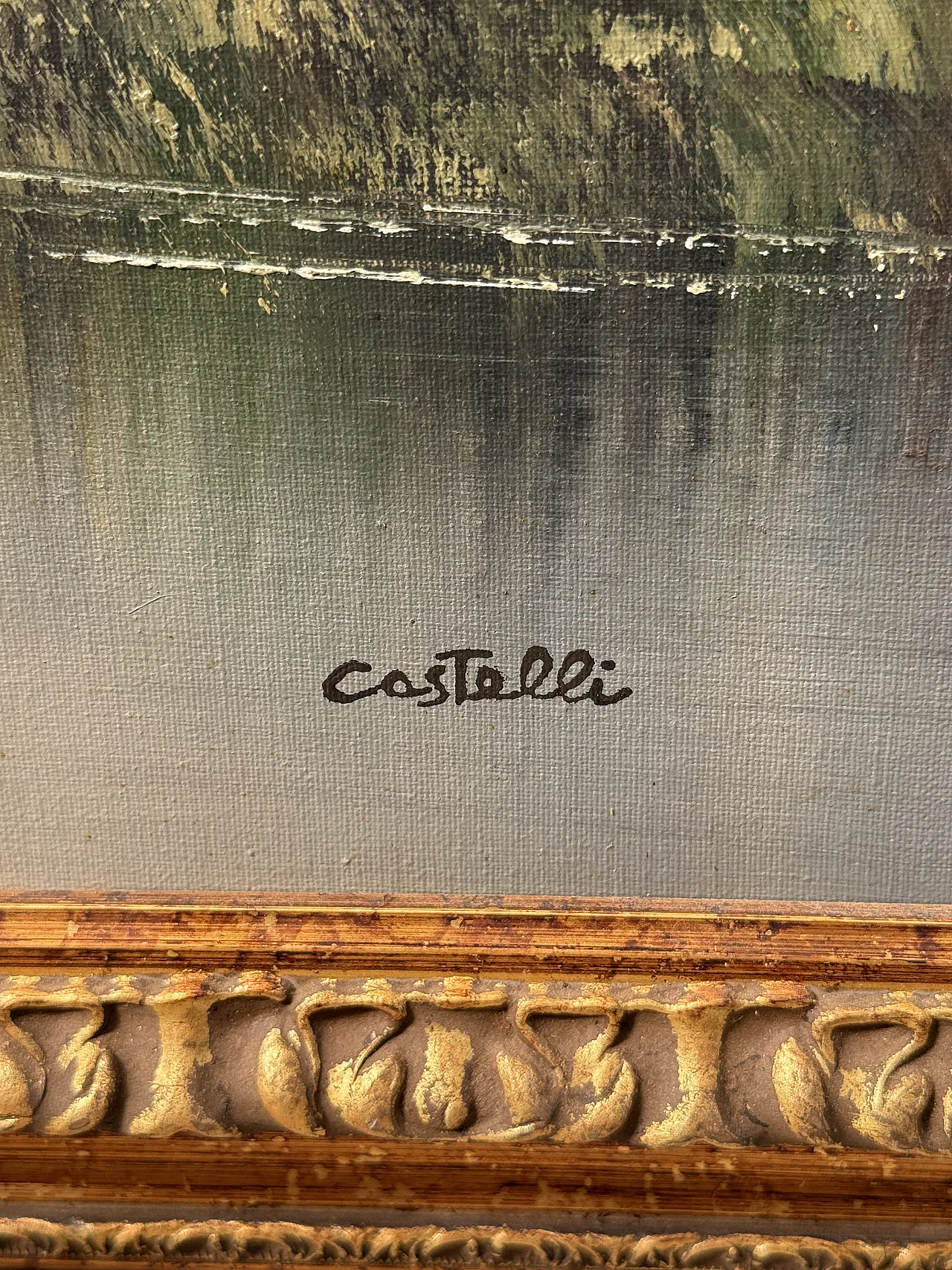 Oil painting on canvas mountain landscape by Castelli, 1984 6