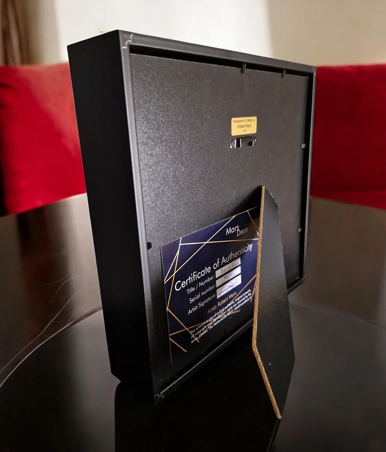 Smiley in Love emoticon 23kt gold plated in frame PopArt 8