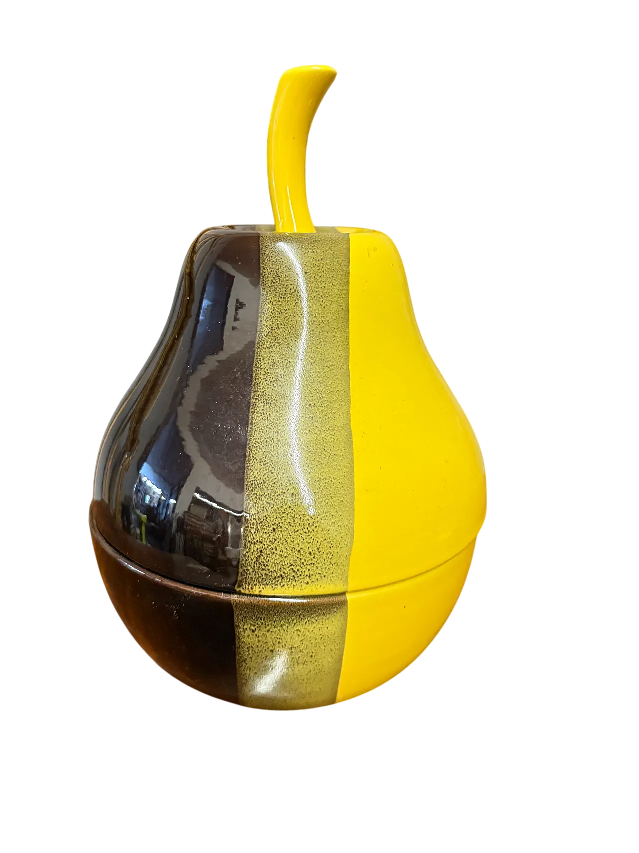 Contenitore a Pera in ceramica nera e gialla, '900 9