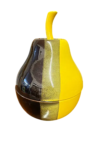 Contenitore a Pera in ceramica nera e gialla, '900