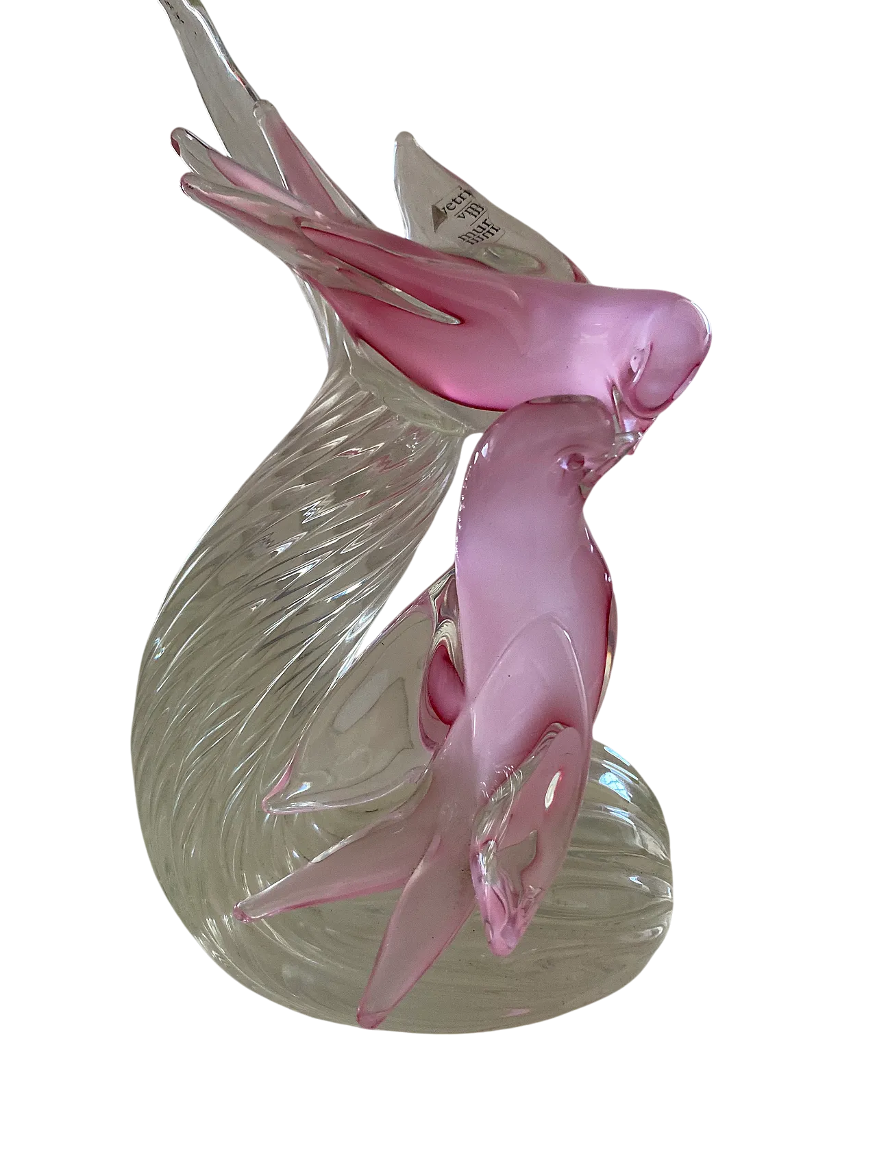 Scultura in vetro di Murano di Uccelli, rosa e trasparente, anni '70 6