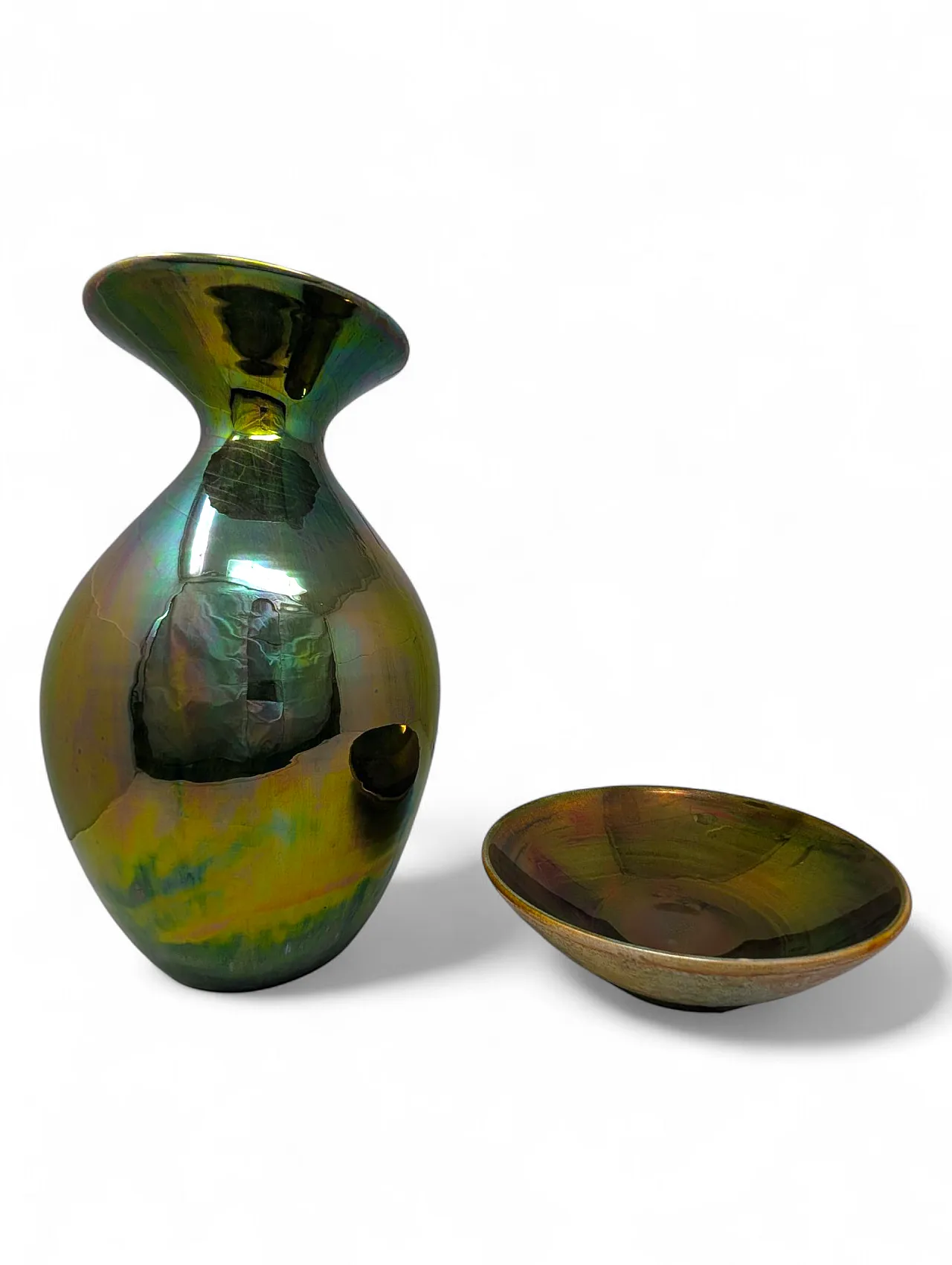 Vase and ceramic bowl by Bottega Gatti, Faenza, 60s 1