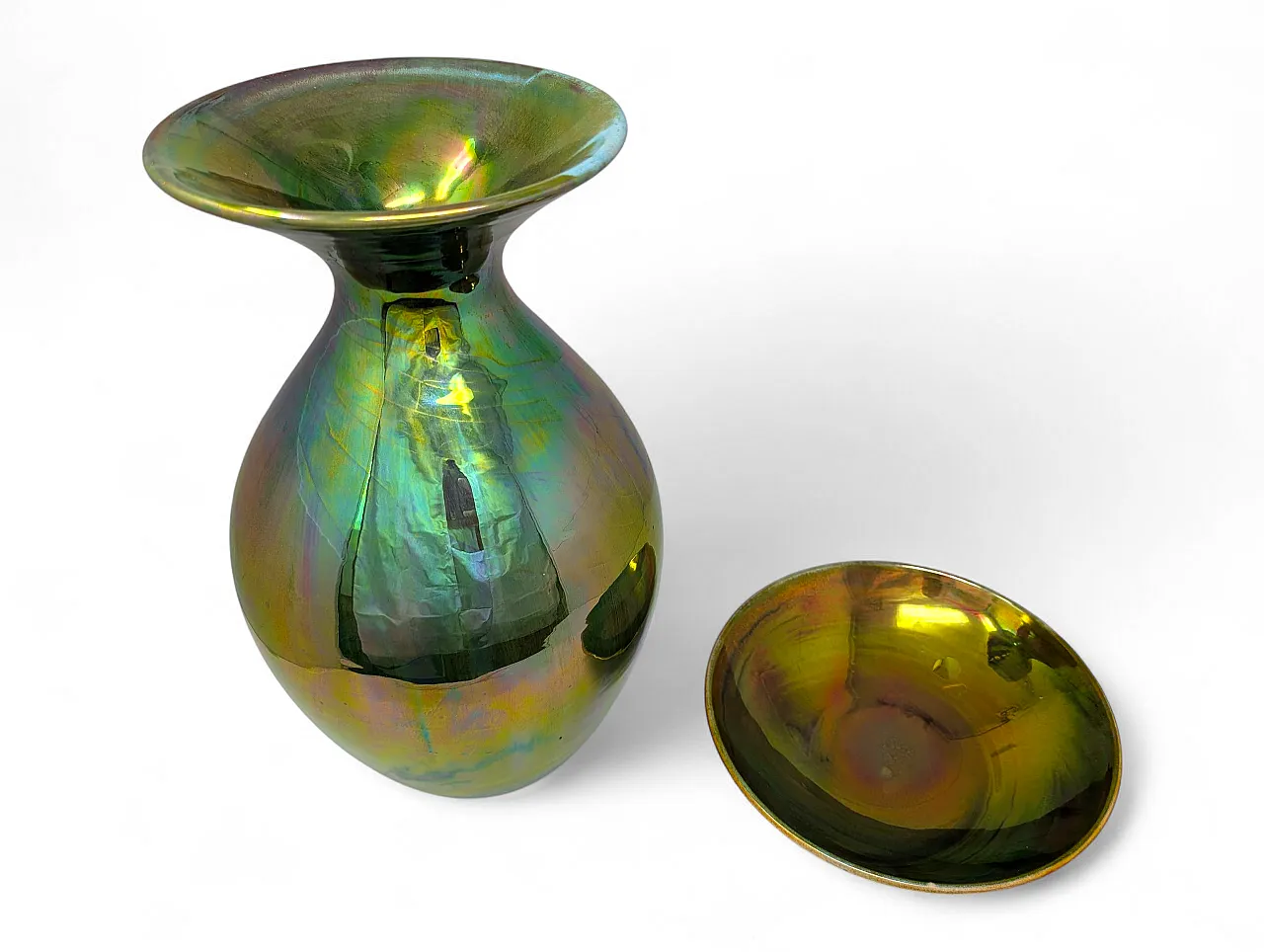 Vase and ceramic bowl by Bottega Gatti, Faenza, 60s 2