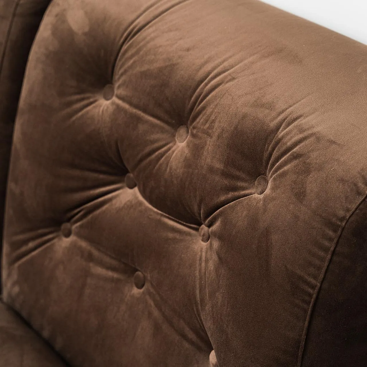 2 seater modular sofa in brown velvet, 70s 4