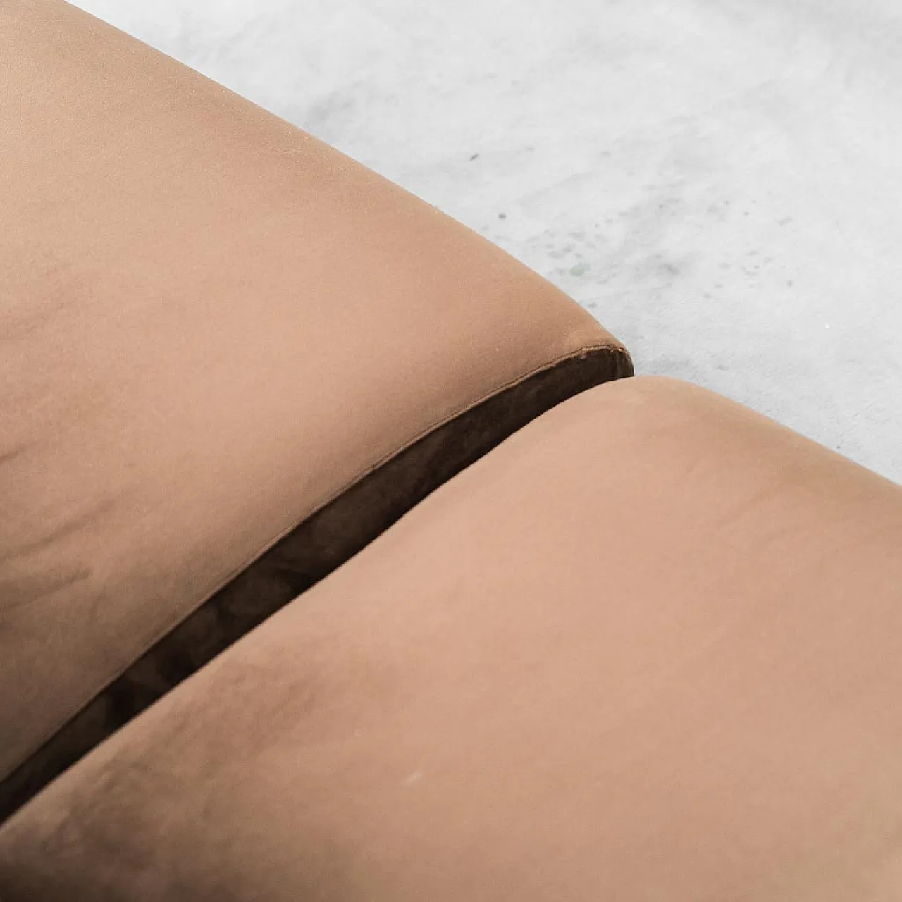 2 seater modular sofa in brown velvet, 70s 9