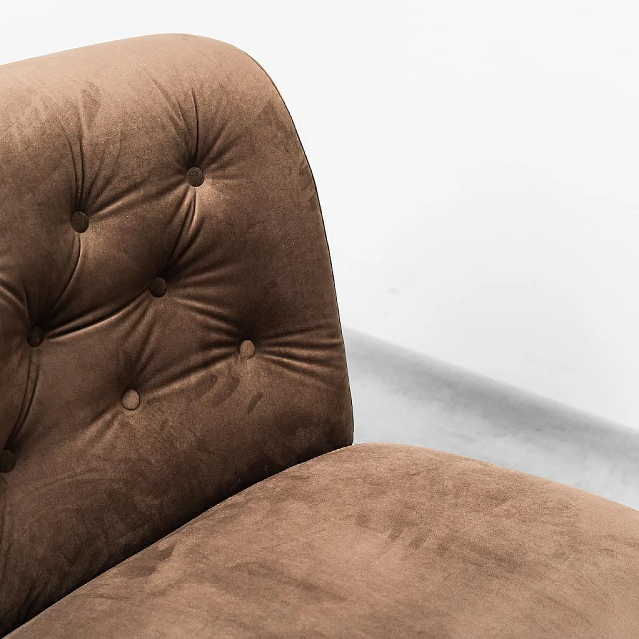 Pair of brown velvet armchairs, 70s 3