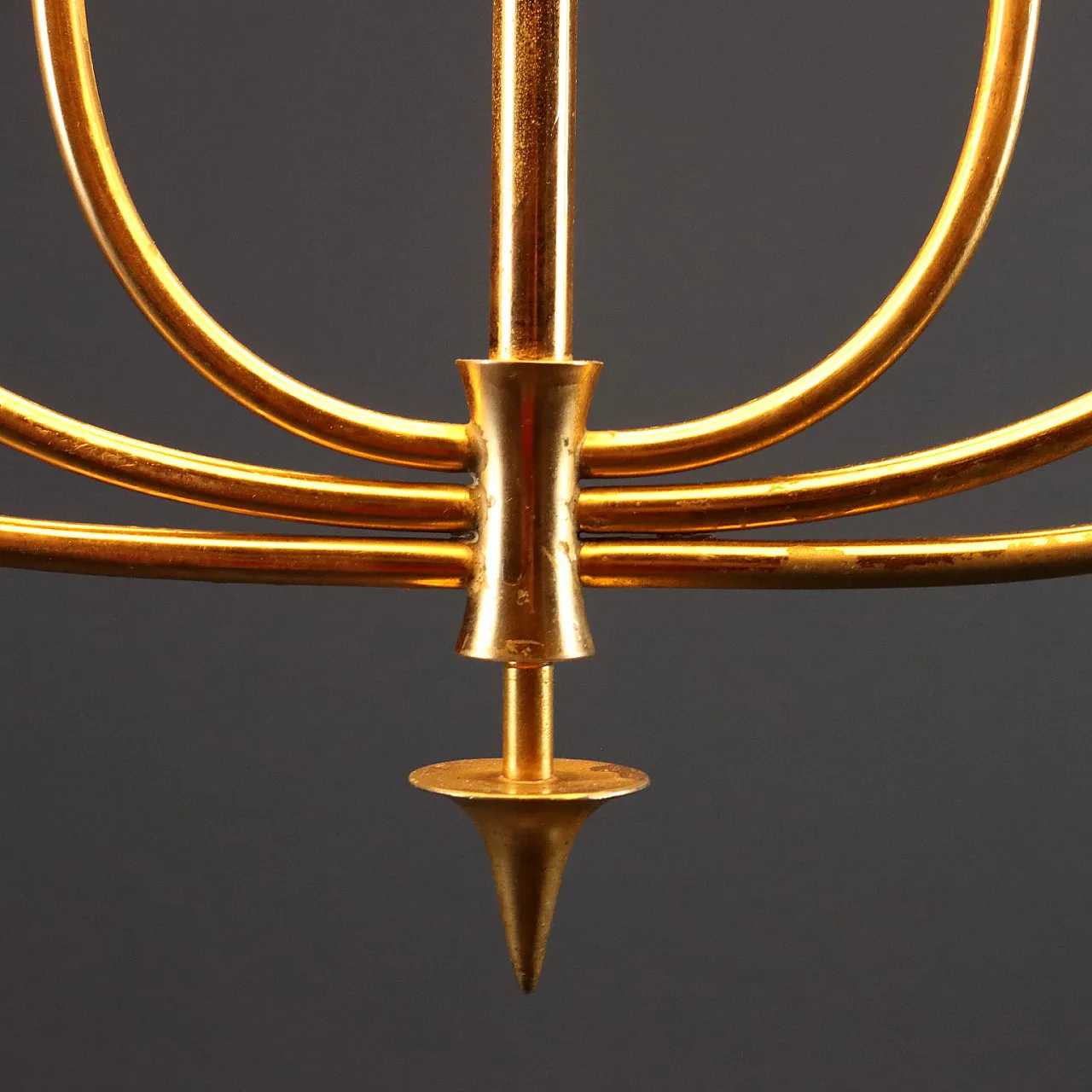 Brass and fabric 6-point chandelier, mid-19th century 5