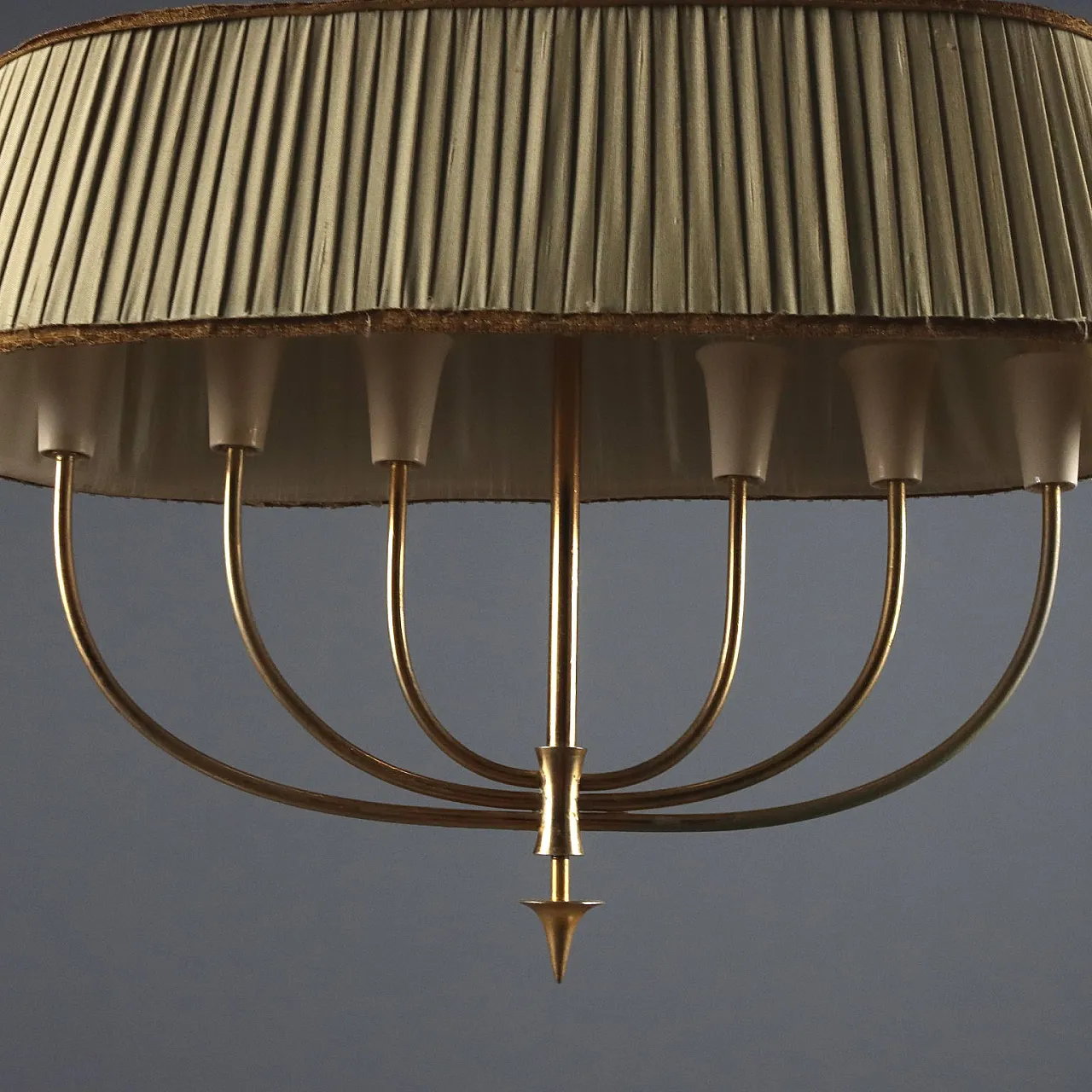 Brass and fabric 6-point chandelier, mid-19th century 9