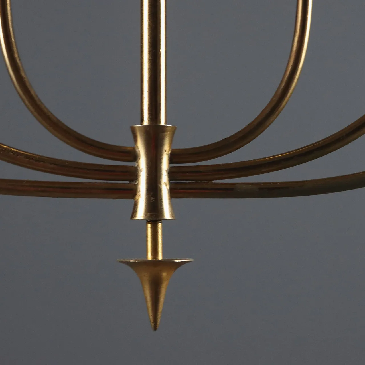 Brass and fabric 6-point chandelier, mid-19th century 10