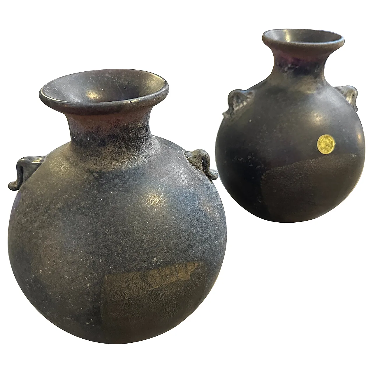 Pair of Scavo Murano glass Vases by Bucella Cristalli, 1980s 1