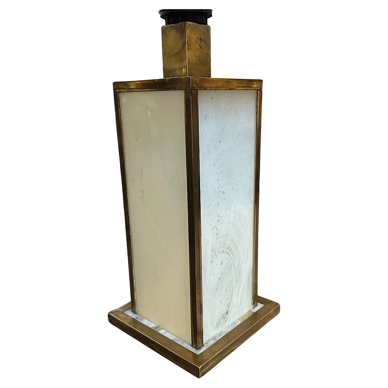 White lucite and brass table lamp, 1970s 2