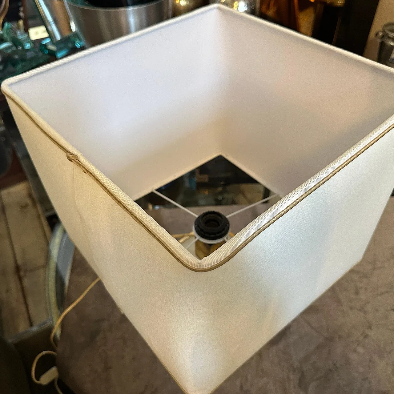 White lucite and brass table lamp, 1970s 7