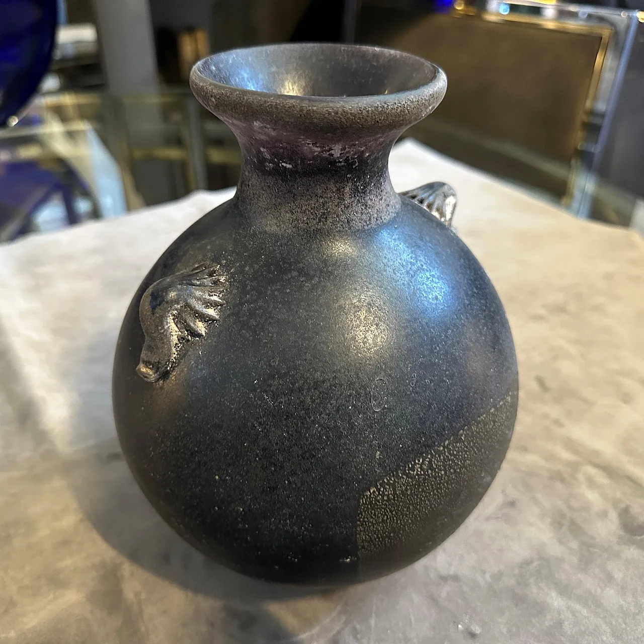 Pair of Scavo Murano glass Vases by Bucella Cristalli, 1980s 7