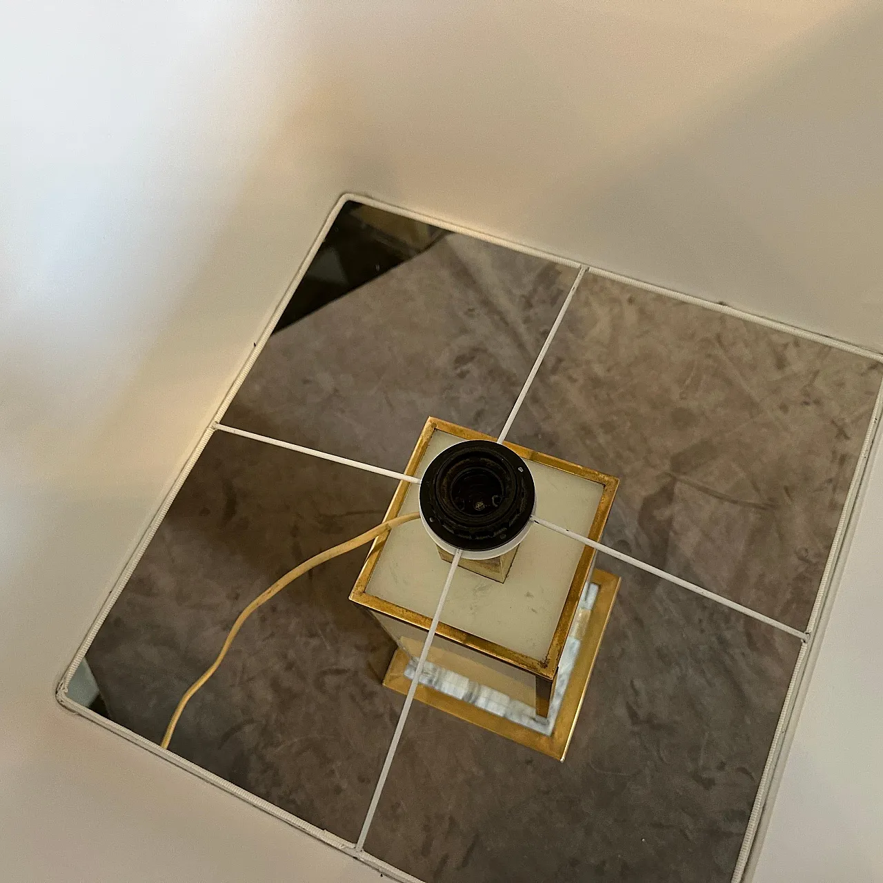 White lucite and brass table lamp, 1970s 10