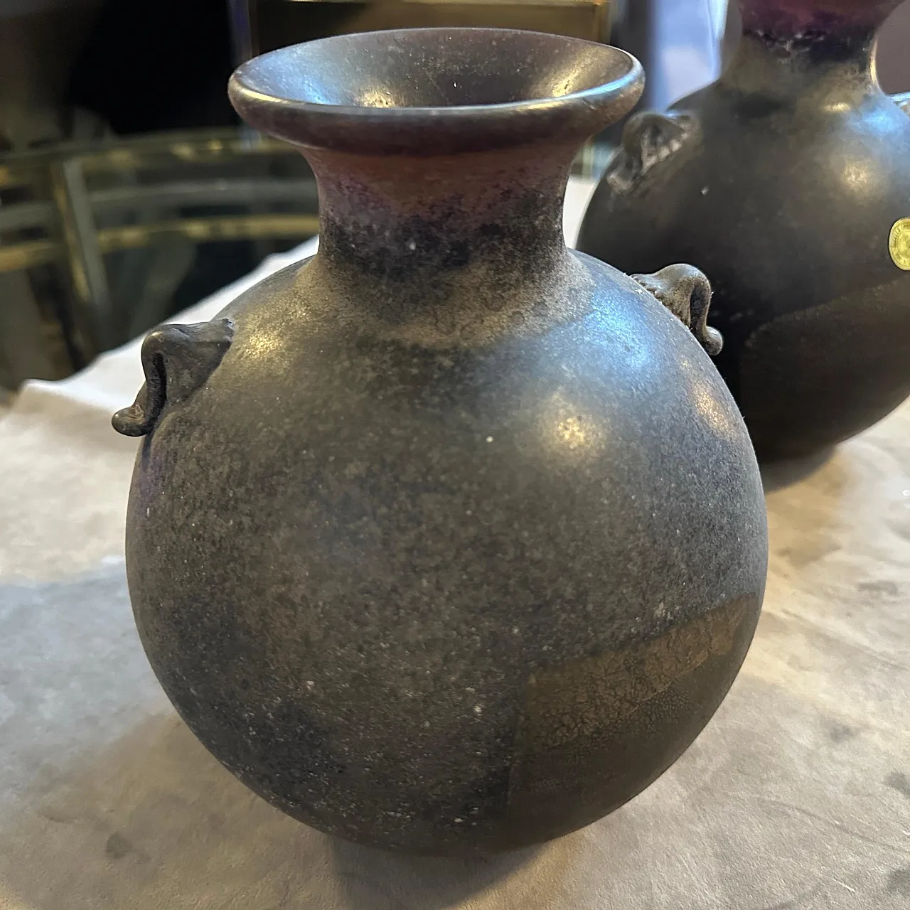 Pair of Scavo Murano glass Vases by Bucella Cristalli, 1980s 19