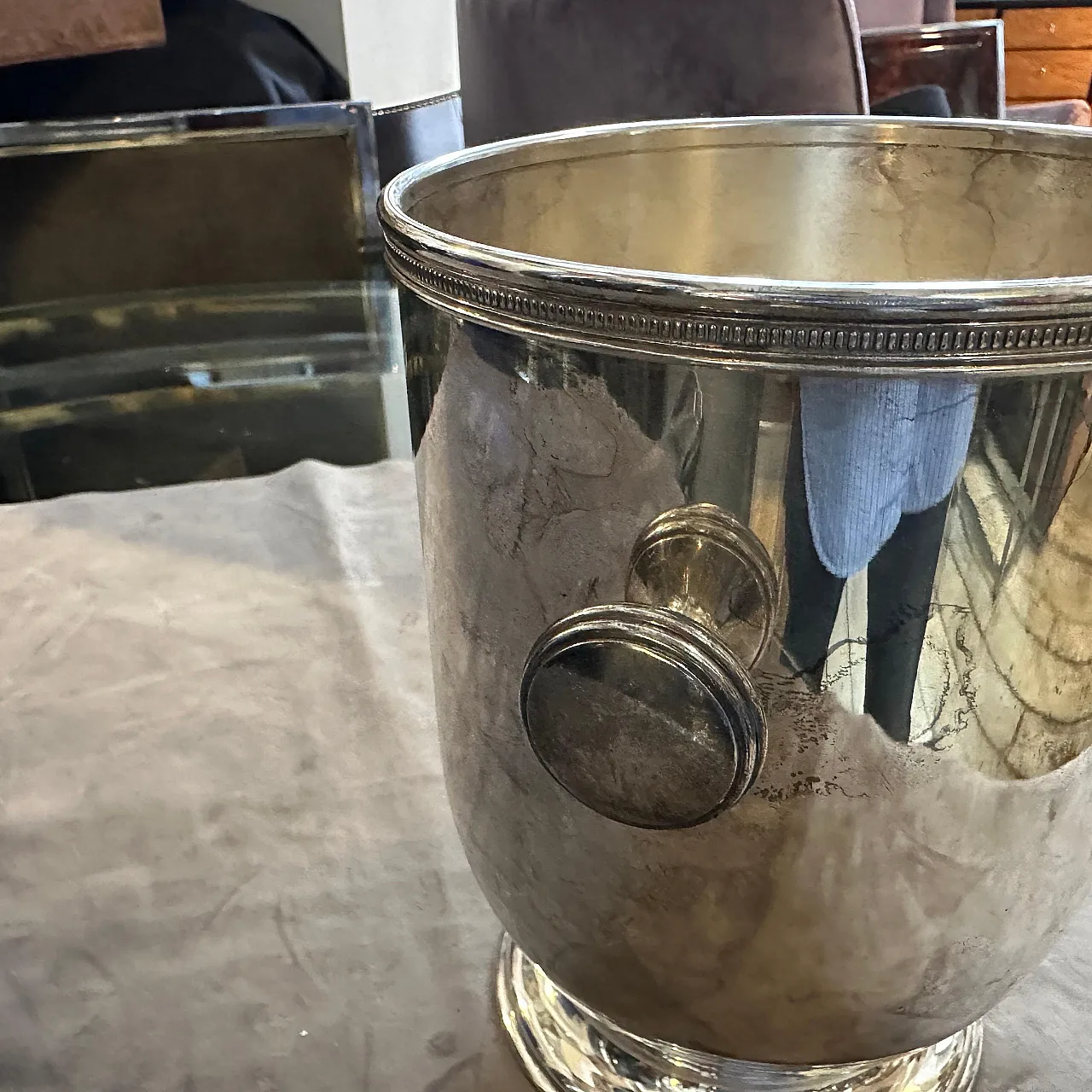 Silver plated wine cooler by Gio Ponti, 1980s 4