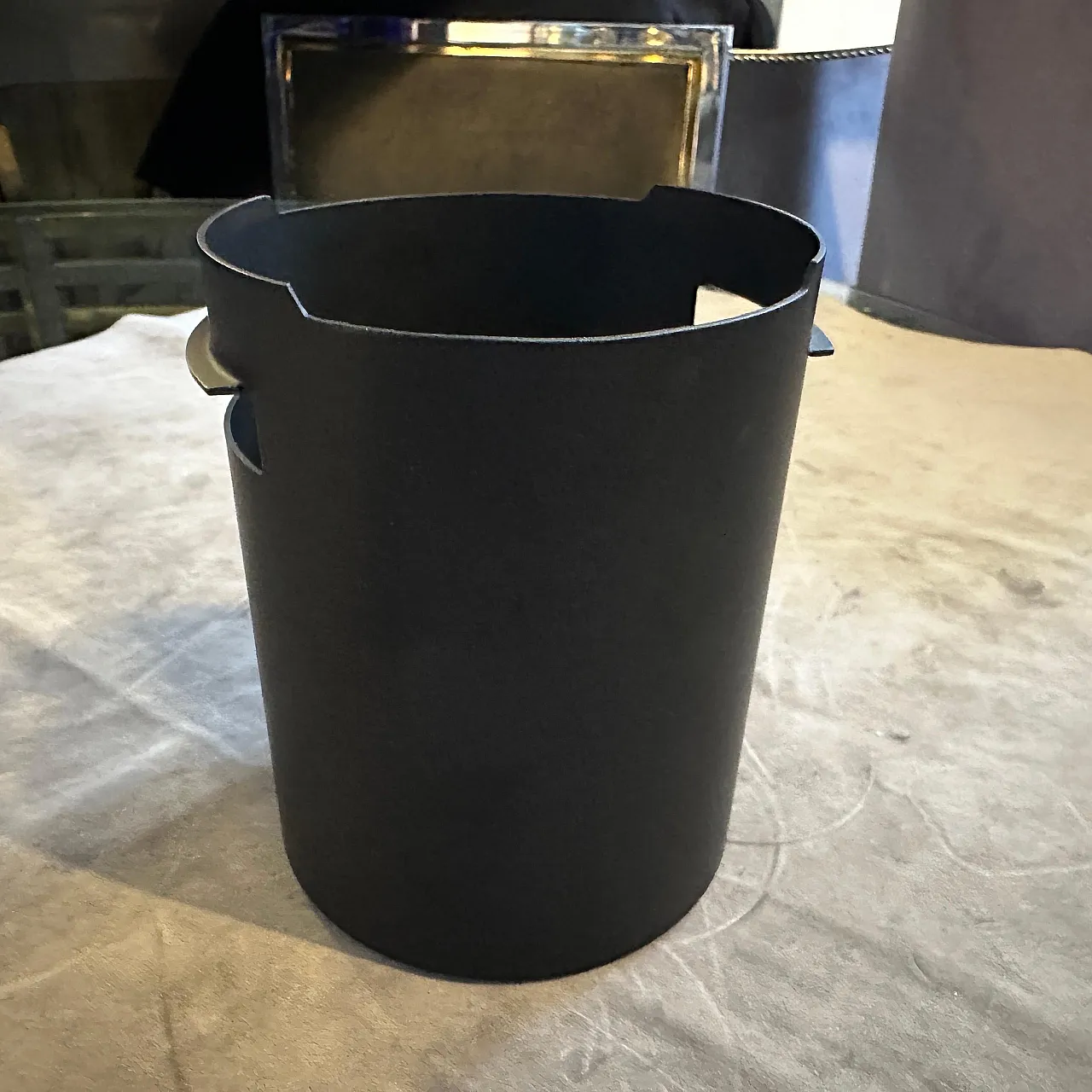 Black steel ice bucket by Gio Ponti for Fratelli Calderoni, 1980s 2