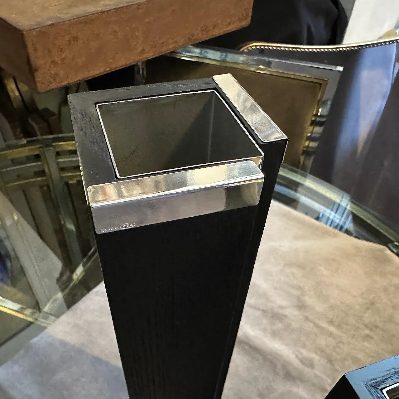 3 Vases in ebonized wood and sterling silver by Silvan, 1980s 11