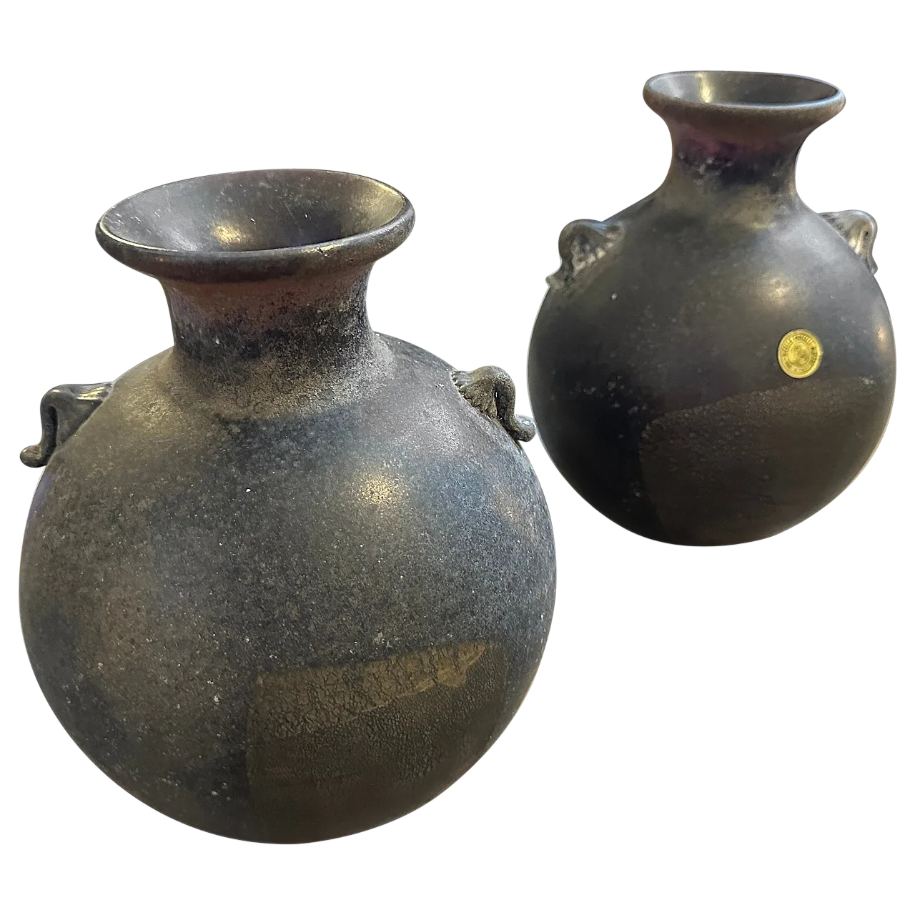 Pair of Scavo Murano glass Vases by Bucella Cristalli, 1980s 21