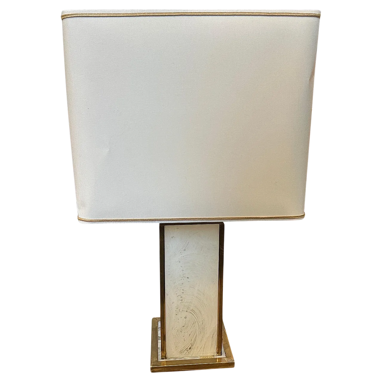 White lucite and brass table lamp, 1970s 13
