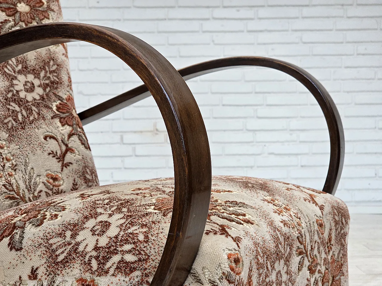 Danish Art Deco armchair  velour, beech wood, 1950s 3