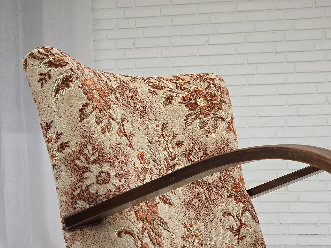 Danish Art Deco armchair  velour, beech wood, 1950s 4